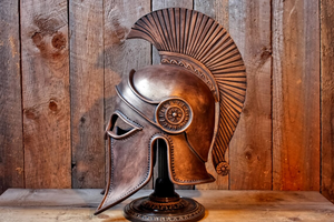 Casque de guerrier spartiate grec en métal, style corinthien antique, réplique historique, objet décoratif de collection pour la maison avec support - Product Image 2