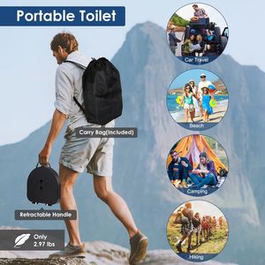Kit de Inodoro Portátil Retráctil para Adultos con Tapa de Altura Ajustable, Bolsa de 20 Galones para Garaje, Orinal de Emergencia Plegable - Product Image 4