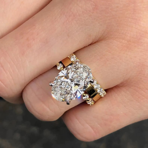 Full Eternity <b>Stacking</b> Band Bridal Set Luxury 4 CT E VVS2 IGI Certified Oval Cut Lab Diamond Engagement <b>Ring</b> - Product Image 1