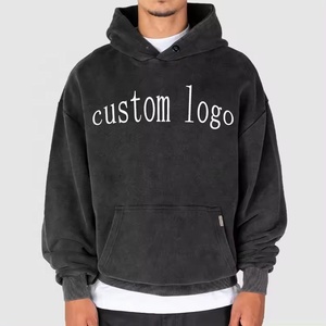Custom 100% Cotton Men's <b>Hoodie</b> Heavy Weight Oversize Street Wear Men <b>Hoodie</b> Vintage Washed <b>Black</b> Hoodies For Men And <b>Women</b> - Product Image 1