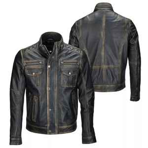Chaqueta de Cuero Marrón para Hombre, Estilo Urbano, a la Moda, Nueva, Personalizada, de Manga Larga, Chaqueta de Cuero para Hombre - Product Image 6