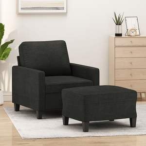 Sillón Negro con Reposapiés para Sala de Estar - Product Image 1