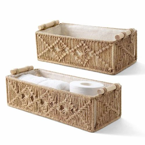 Ensemble de 2 paniers en jute faits à la main, panier organisateur d'étagère, boîte de rangement polyvalente pour la maison, la cuisine, le salon, la chambre à coucher, la salle de bain - Product Image 3
