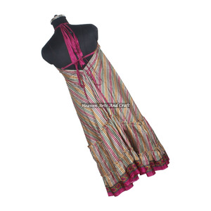 New Bohemian Women's Boho <b>Vintage</b> Silk Saree Dress Bohemian Style Sleeveless Long Traditional Dress Simple Dress Ladies Elegant - Product Image 2