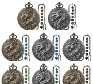 Orologio da Tasca Maxmax con Dadi Nascosti, in Metallo e Acrilico, Oro e Argento, per Dungeons and Dragons, Giochi di Ruolo e da Tavolo, Mini Dadi - Product Image 1