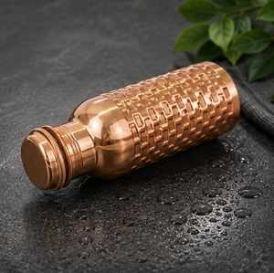 Recipiente de Cobre Puro con Patrón de Ladrillo Premium, con Tapa, para Bebidas, para Uso en el Hogar, Viajes y Fiestas - Product Image 4