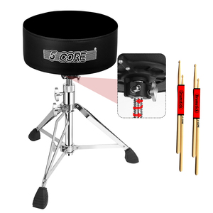 Taburete de batería de 5 núcleos con asiento acolchado de 5 pulgadas, ajustable, capacidad de 310 lb, asiento resistente con tapizado de terciopelo para música - Product Image 1
