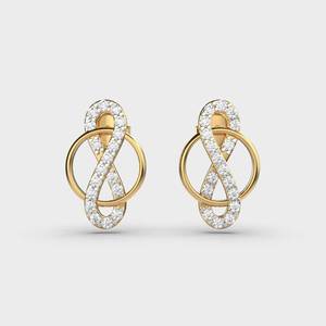 Luxury Gold Plated Diamond <b>Stud</b> Earrings Geometric Infinity Design Round Brilliant Cut Channel Setting Women's Earring - Product Image 1