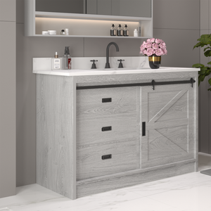 JY Vietnam recién llegado moderno independiente para baño tocador madera dura mármol encimera fregadero precio competitivo tablero de melamina - Product Image 5