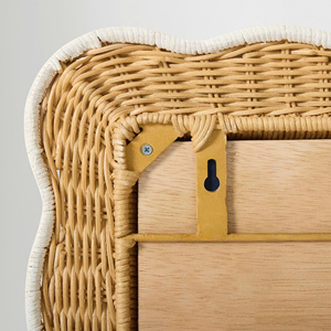 Rectangular Scalloped Rattan <b>Wall</b> Mirror - Handmade Woven Wicker Mirror for Home <b>Decor</b> & Bedroom - Product Image 5