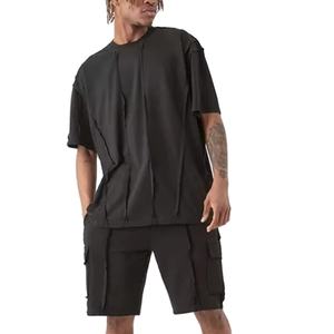 Conjunto de entrenamiento de cuello redondo de manga corta transpirable de algodón de alta calidad, entrenamiento de verano de secado rápido, ropa deportiva para correr, estilo informal - Product Image 1