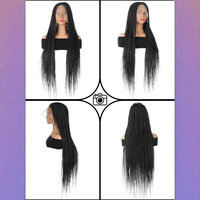 Perruque tressée longue en fibre haute température, couleur brun clair Yaki, avec petites mèches, dentelle française, sans colle, pour femme, tendance
