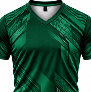 Maillot de football sublimé vert pour homme, manches courtes, respirant, col en V, anti-humidité, polyester, personnalisable avec nom d'équipe, tenue d'équipe - Product Image 3