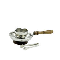 En gros, Brûleur à Bakhoor portable en métal argenté avec poignée en bois, Ensemble de porte-encens Oud Mabkhara arabe en gros avec pinces