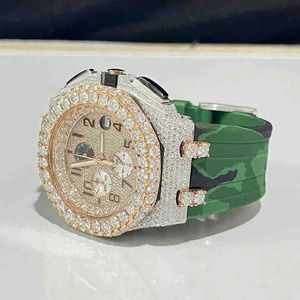 นาฬิกาข้อมือผู้ชายหรูหรา ระบบควอตซ์ ประดับเพชรโมอิสซาไนต์ ตัวเรือนสแตนเลสสตีล แบบอนาล็อก ราคาขายส่ง รับสั่งทำ - Product Image 4