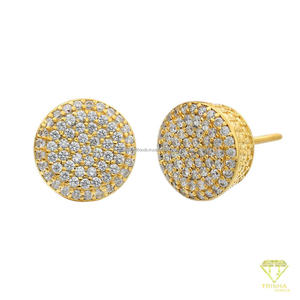 Boucles d'oreilles sophistiquées en diamants de laboratoire en cluster rond, argent sterling 925 plaqué or, bijoux de luxe - Product Image 3