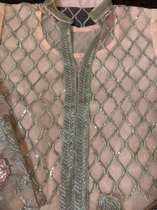 Increíble 2021 Venta caliente camisa de línea A de red bordada y traje de seda Salwar bordado de secuencia pesada vestido completamente bordado - Product Image 5