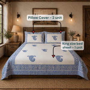 Jaipur Hand <b>Block</b> Printed Floral Pure Cotton Indian <b>Bed</b> Sheet Set Wholesale Durable Skin Friendly Non Toxic Dyes Home Hospital - Product Image 6