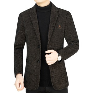 Blazers et costumes pour hommes en cachemire et laine mélangés, coupe ajustée, décontractés pour le travail, automne-hiver - Product Image 2