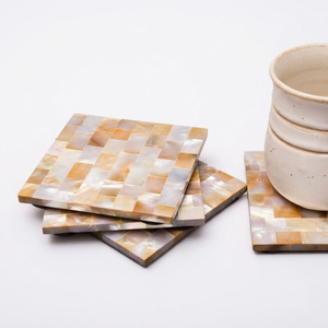 Posavasos Cuadrados con Incrustaciones de Madreperla, Posavasos de Concha Marina con Diseño Floral, Juego de Posavasos para Venta al por Mayor, Decoración Premium para Mesa de Hogar u Hotel - Product Image 4