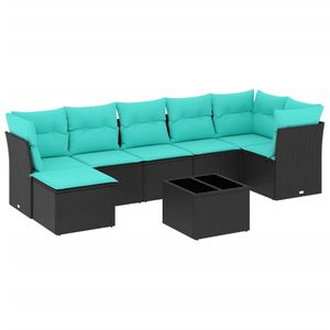 Juego de sofás de patio de ratán sintético negro de 8 piezas con cojines, elegantes muebles de exterior - Product Image 2