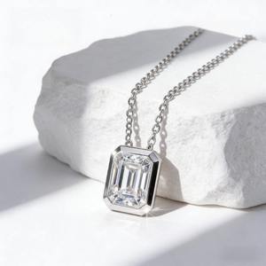 Collier pour femme en or blanc 14 carats plaqué or, serti de diamants ronds brillants cultivés en laboratoire, certifié IGI, style classique, idéal pour un cadeau - Product Image 2