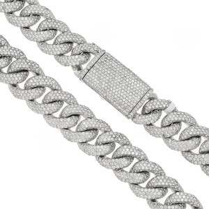 20MM 22" Fully Iced Miami Cuban Link <b>Chain</b> Wholesale VVS D Moissanite Gold Plated Sterling Silver Men's <b>Rapper</b> Hip Hop Jewelry - Product Image 1