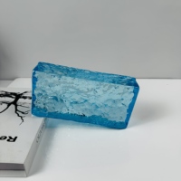 Bloc de verre texturé bleu clair à motif glace, personnalisé en usine, pour cloison de pièce moderne
