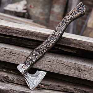 New Customized Handmade Carbon Steel <b>Axe</b> with Wood <b>Handle</b> Wholesale Hatchet Hot Selling camping <b>axe</b> - Product Image 2