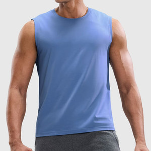 Men's Summer New Design Stretchy <b>Tank</b> <b>Top</b> Round Neck Cut Out Vest Running Wear Outdoor Fashion Breathable <b>Loose</b> Fit Quick Dry - Product Image 1