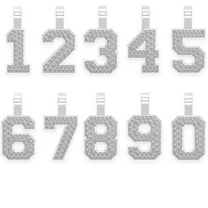 Pendentif personnalisé glacé avec nom et numéro, plaqué or, en argent sterling 925, moissanite, de luxe, style hip-hop, initiales, lettres et chiffres pour soirée - Product Image 3