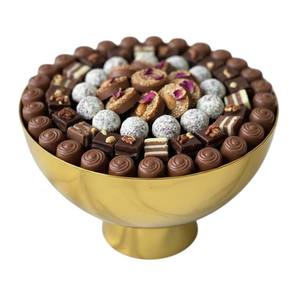 Bol à chocolat en métal de haute qualité, directement de l'usine, ensemble de chocolats de luxe, bol de service en marbre doré, parfait pour les cadeaux de mariage - Product Image 1