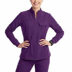 Veste de travail professionnelle à manches longues pour hôpital, prix de gros B2B, taille élastiquée, plusieurs poches utilitaires - Product Image 1