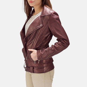 New Modern Mavericks Women's Casual Brown <b>Leather</b> <b>Jacket</b> Contemporary Long Sleeve <b>Leather</b> <b>Jacket</b> - Product Image 5