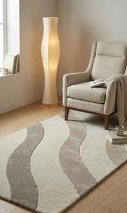 Alfombra Moderna de Lana Anudada a Mano, Diseño Abstracto Neutro, Antideslizante, Suave y Contemporánea para Sala de Estar o Dormitorio - Product Image 4