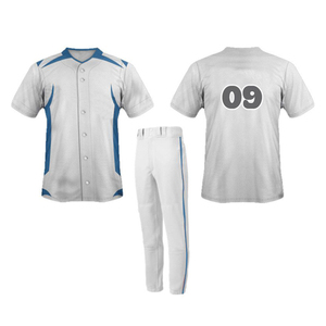 Men's Baseball Uniform Set Navy <b>White</b> Short Sleeve <b>Button</b> Front Jersey With <b>White</b> Pants And Belt Moisture Wicking Polyester - Product Image 4