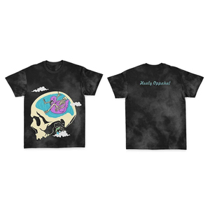 เสื้อยืดคอกลมแขนสั้นสีเทาสำหรับผู้ชายพิมพ์ลายกะโหลกสไตล์ลำลอง - Product Image 2