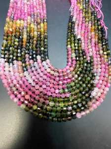 Cuentas de Turmalina Natural, Forma de Barril Facetado, Hermosas Gemas Multicolores, Hilo Completo de Alta Calidad - Product Image 4