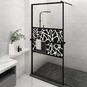 Mampara de Ducha Negra de 45.3"x76.8" con Estante, Vidrio ESG y Puerta de Aluminio - Product Image 1