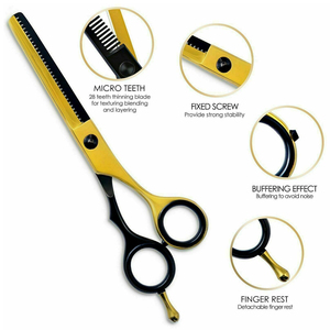 Ciseaux de coiffure professionnels pour la dégaine des cheveux, design sûr et efficace, en acier inoxydable, pour la coupe et le coiffage - Product Image 4