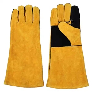 Guantes de Soldadura de Argón de Cuero Vacuno Amarillo de Alta Calidad, Reforzados, Forrados de Algodón, Guantes de Seguridad Industriales con Puño de Seguridad - Product Image 1