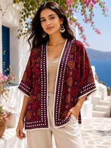 Chaqueta de algodón transpirable acolchada y bordada a mano estilo Phulkari india para mujer, abrigo reversible tipo bolero - Product Image 6