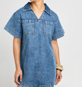 Vestido Vaquero Azul Clásico para Mujer, Moda Casual, Fabricante de Ropa al por Mayor con Etiqueta de Marca Personalizada OEM, Colección de Verano, Ropa de Boutique - Product Image 3