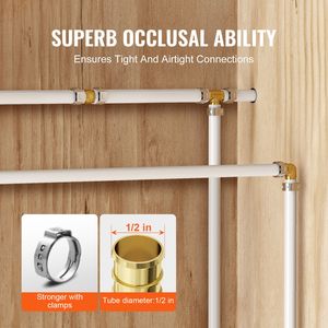 Raccordi per tubi in ottone da 1/2 pollice, 45 pezzi, connettori a innesto rapido, include 15 raccordi dritti, 15 gomiti, 15 raccordi a T per sistemi pneumatici. - Product Image 6