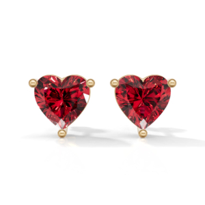 Heerani Jewels Natural Ruby IGI Certified 925 <b>Sterling</b> <b>Silver</b> Gold Plated 1.9g Trendy <b>Heart</b> Shape Stud Claw Setting Unisex - Product Image 1