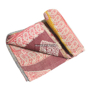Best Selling Wholesale Indian Handmade Cotton Kantha <b>Throw</b> Blanket Vintage Bedspread Indian Reversible Hand Stitched Heavy <b>Throw</b> - Product Image 1