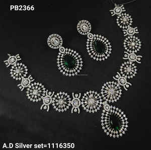 Diamante americano plateado gota de agua y diseño de flores conjunto de joyería al por mayor con pendiente collar conjunto regalos para mujeres - Product Image 2