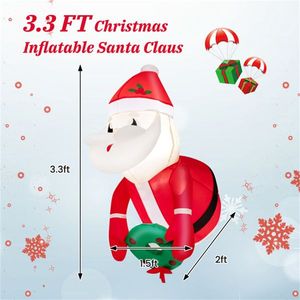 Décorations de jardin gonflables de Noël pour l'extérieur de 3,3 pieds, couronne de Père Noël pour fenêtre, 2 lumières LED internes, 3 ventouses, 1 corde, gonflage en 45 secondes - Product Image 2