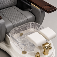 Fauteuil de pédicure avec spa pour les pieds, fauteuil de massage avec bassin, mobilier de salon de manucure, fauteuil inclinable pour bain de pieds, accoudoirs en bois