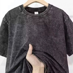 T-shirt tricoté décontracté pour homme, délavé à l'acide, respirant, style streetwear hip-hop, 100% coton, écologique, séchage rapide, personnalisable, vente en gros - Product Image 3